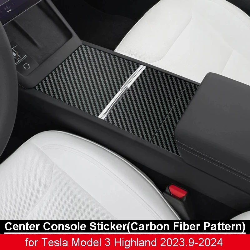 For Tesla Model 3+ Highland 2024 Center Console Panel Sticker Wrap Cover Kit Suede Door Handle Protect Film Model3 Accessories