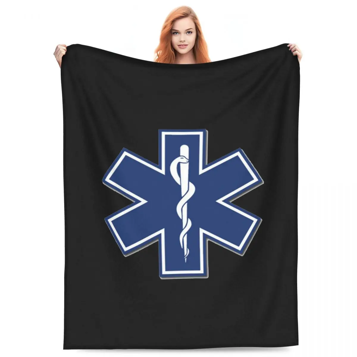 EMT Star Of Life Emergency Medical Blankets Flannel Sofa Throw Blanket Super Soft for Home Bedroom Office Throws Bedspread Quilt