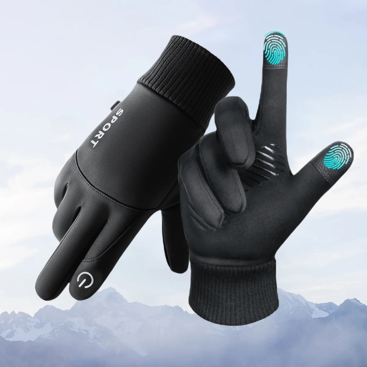 AOFIT Winter Cycling Gloves Full Finger Bicycle Warm Fleece Cold Glove Waterproof Outdoor Ski Motorcycle Riding Bike Gloves