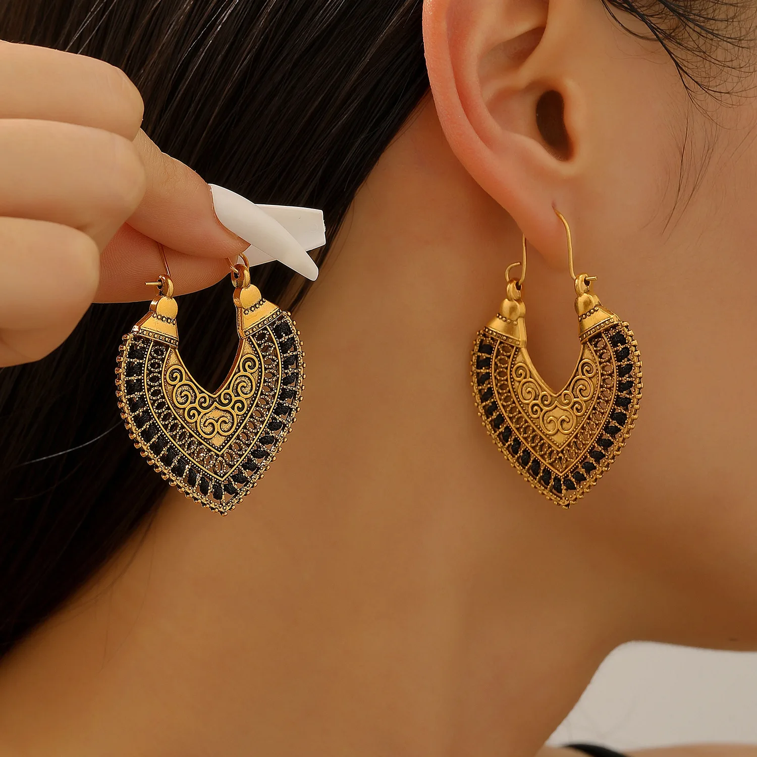 

Винтажные богемные полые серьги-капли древнего золота для женщин, ювелирные изделия, трендовые новые этнические женские серьги 2023 года, Pendientes