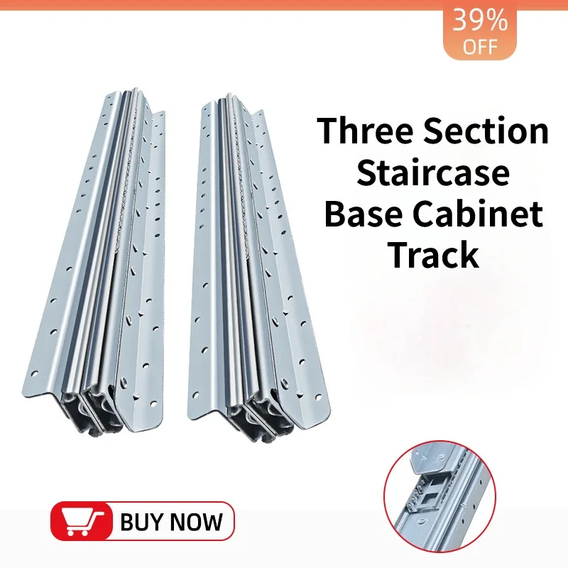 

Three Section Staircase Base Cabinet Track Stair Bottom Slide Rail Heavy Duty Silde Rail for Shoe Cabinet Wine Cabinet Drawer