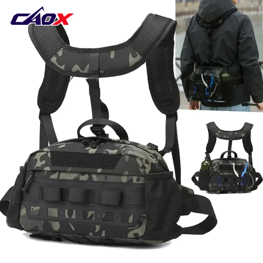 Men's Hiking Vest Backpack Fishing Tactical Chest Bag Utility  Sports Molle Waist Bags Large Outdoor Hunting Fanny Pack Camping
