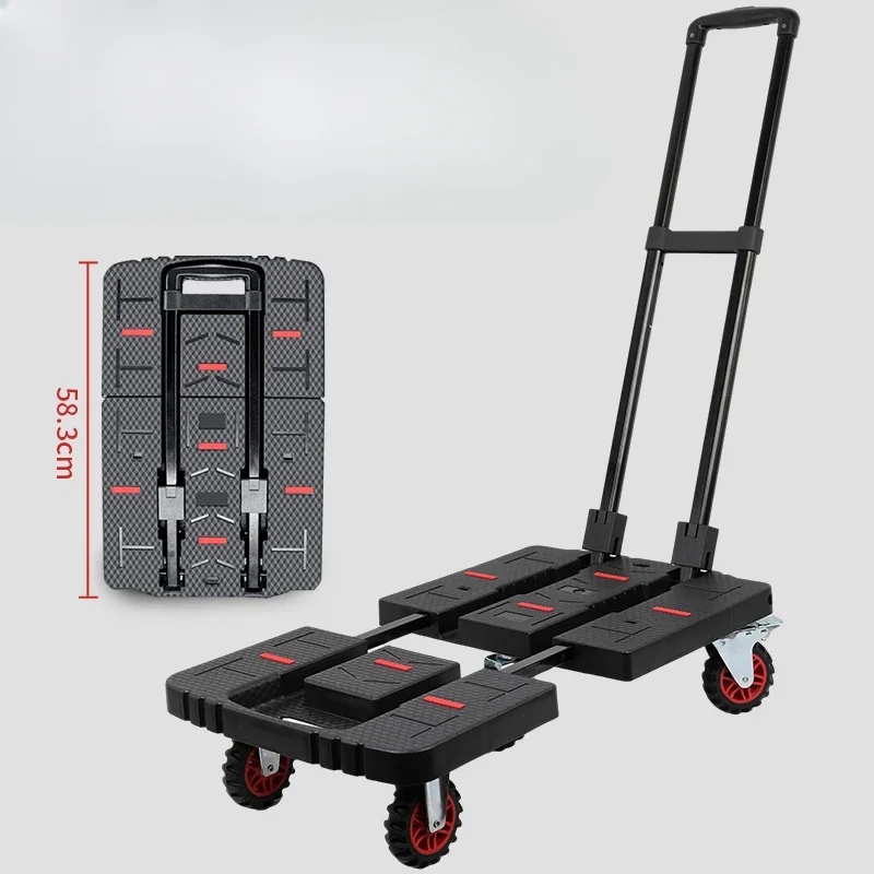 

Hand pull folding portable household flat pull goods express pull rod trailer light handling luggage artifact
