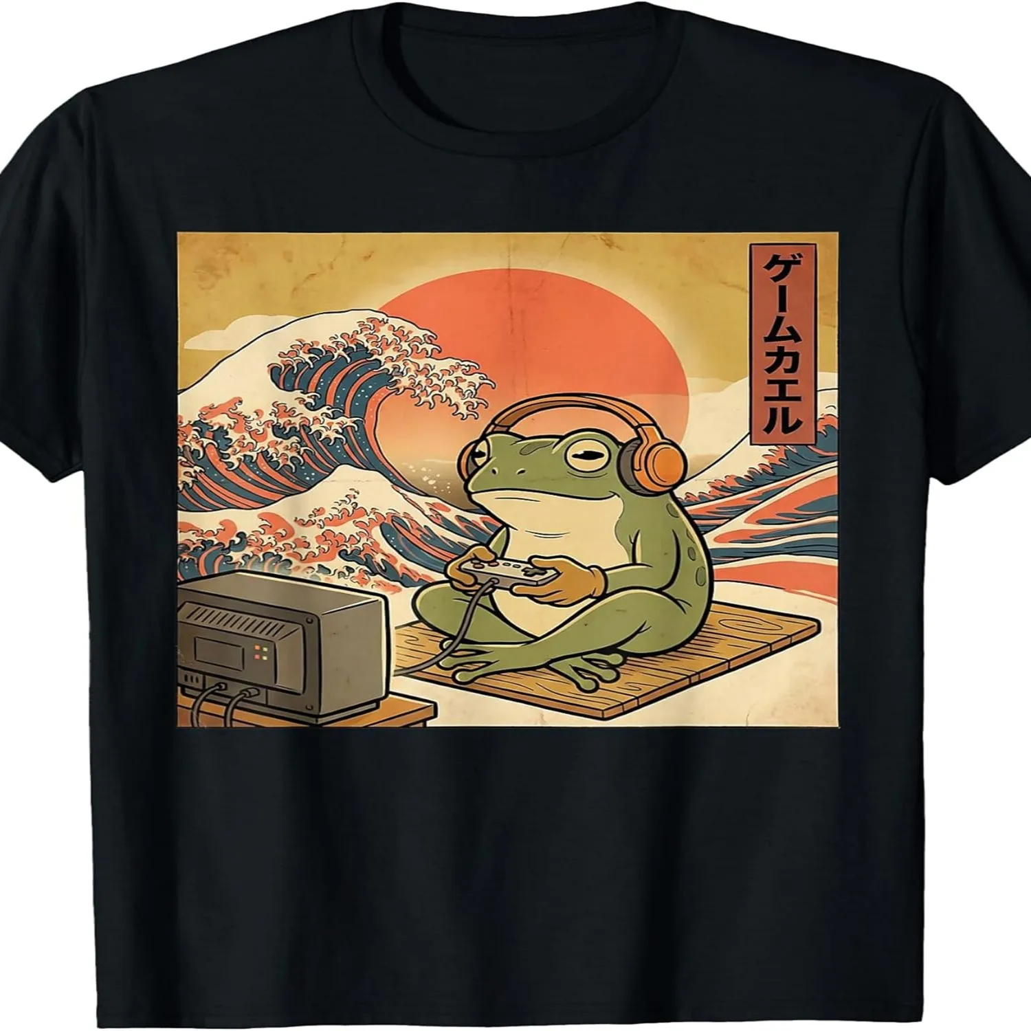Gaming Frog Art Ukiyo E Japanese Gamer Anime Men Women Boys T Shirtfashion Boutique T Shirt Casual WearPattern Print Crew Neck T Shirt Gift 100% cotton t shirt, Gift tshirt