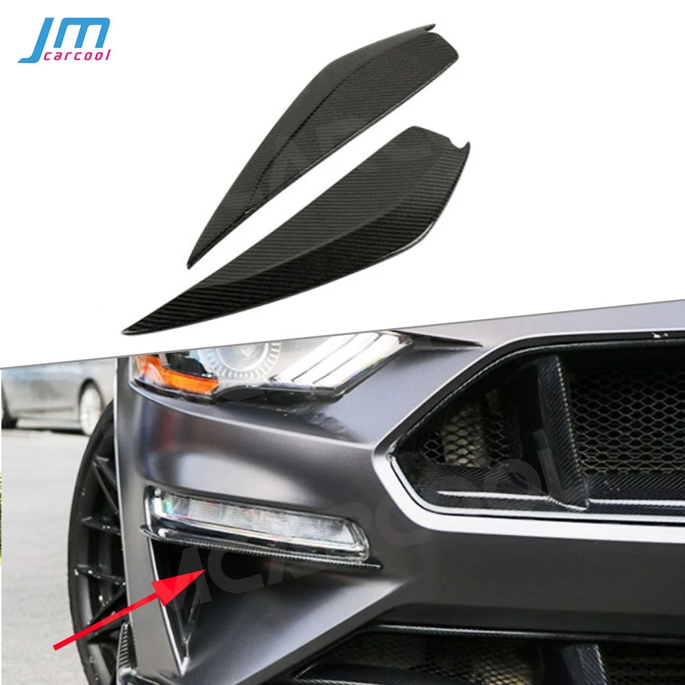 

JMCARCOOL Carbon Fiber Material Front Bumper Decoration Splitters For Ford Mustang Coupe 2 Door 2018 2019 2020 Auto Car Styling