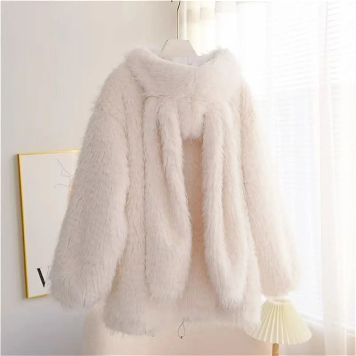 Cute Cartoon Rabbit Ear Hoodie Sweatshirt Women Spring Autumn Punk Hoodies Tops Females Outwear Clothes Zip Up Pink Tops Girl — zdjęcie 4