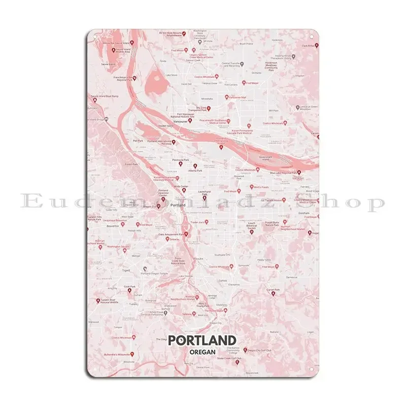 Poster Portland Metal Plaque Poster Wall Decor Wall Mural Funny Designing Rusty Tin Sign Poster