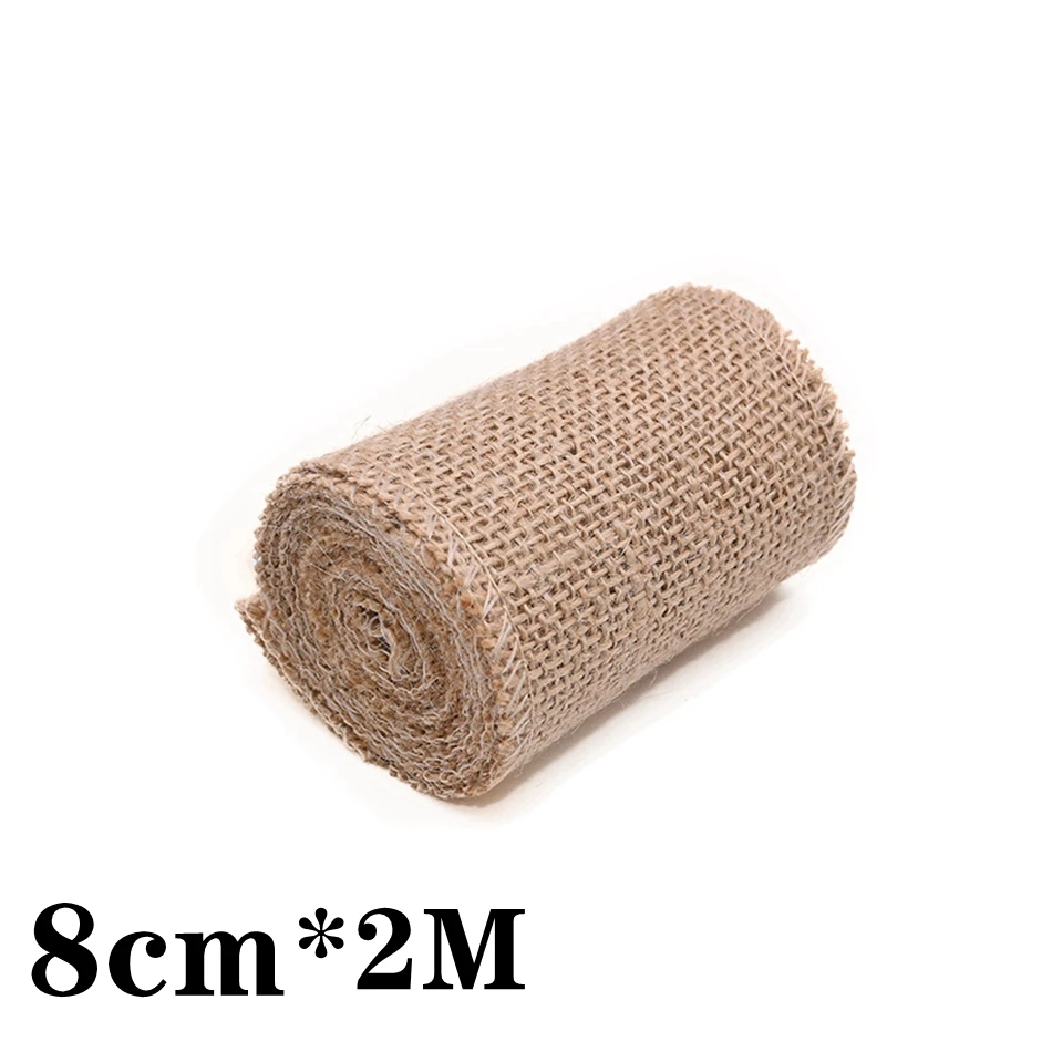 2M Natürliche Jute-Stoffrolle, 13 Breiten 2,5-35cm, Juteband für Tischläufer, Hochzeitsfeier, DIY-Heimwerkerarbeiten – Detail 14