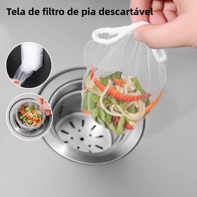 100/500 pces sacos de malha descartáveis do filtro da pia da cozinha filtro dreno buraco anti-bloqueio saco de lixo limpeza filtros net