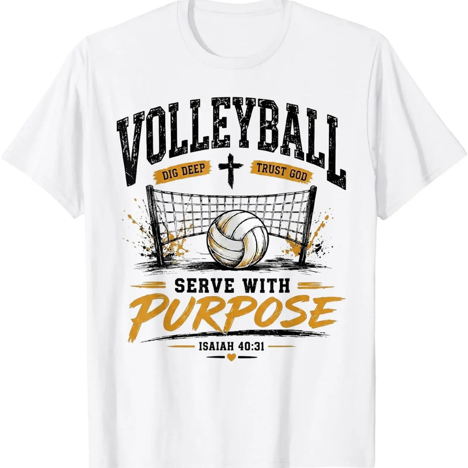 Volleyball Dig Deep Trust God Serve with Purpose T Shirt  vintage Washed Stretched streetwear Top For Everyday Wear Casual
