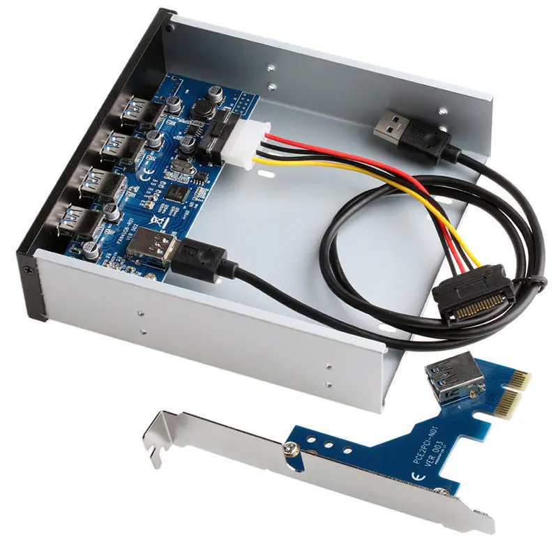 4 Ports USB 3.0 Front Panel Splitters HUB USB 3.0 PCI Express PCI-E Card Adapter 5.25