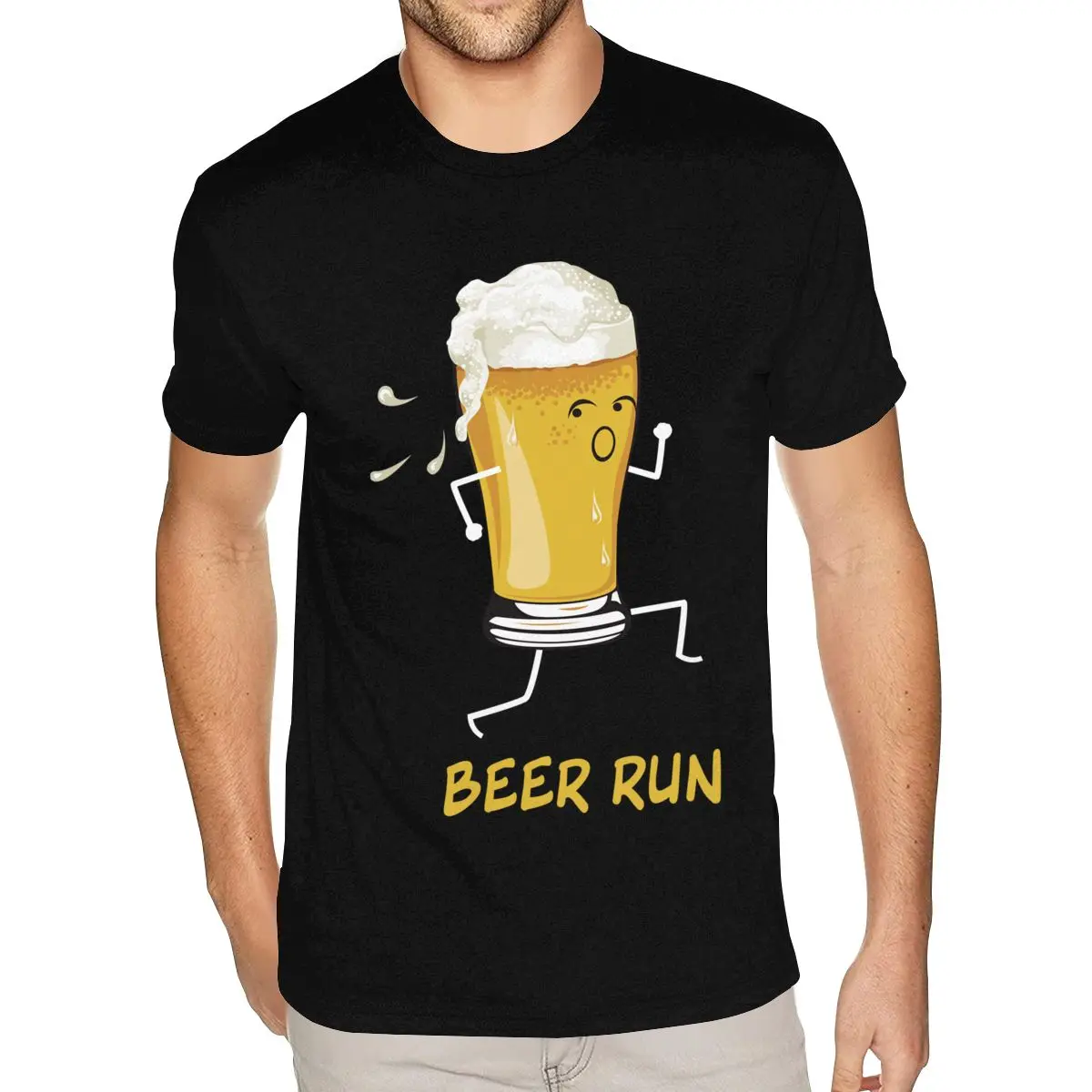 

Персонализированная хлопковая футболка Beer Run для мужчин, черная рубашка маленького размера