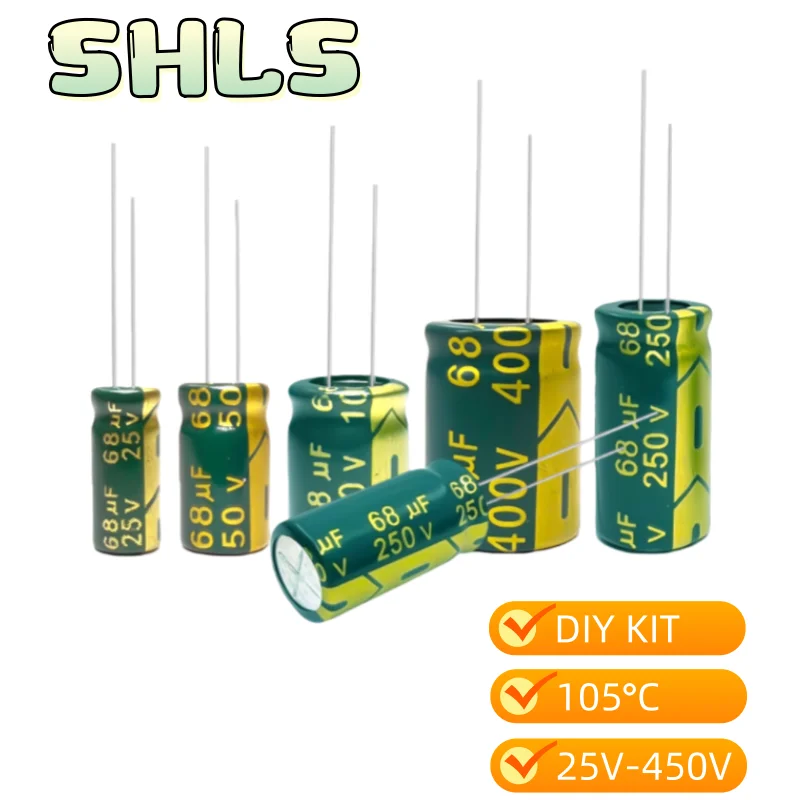 68 فائق التوهج عالية التردد مُكثَّف كهربائيًا عدة 10 فولت - 250 فولت | 105 ° C عمر طويل، مجموعة متنوعة منخفضة ESR لإمدادات الطاقة والصوت وDIY #6