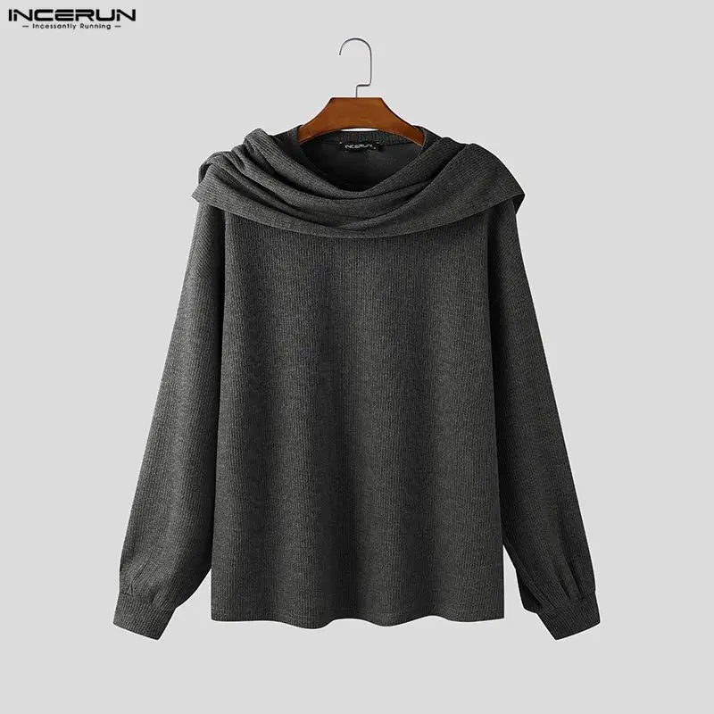 

INCERUN Men Sweater Solid Color Long Sleeve Knitted Casual Male Pullovers Streetwear Loose Fashion Leisure Men Clothing S-5XL