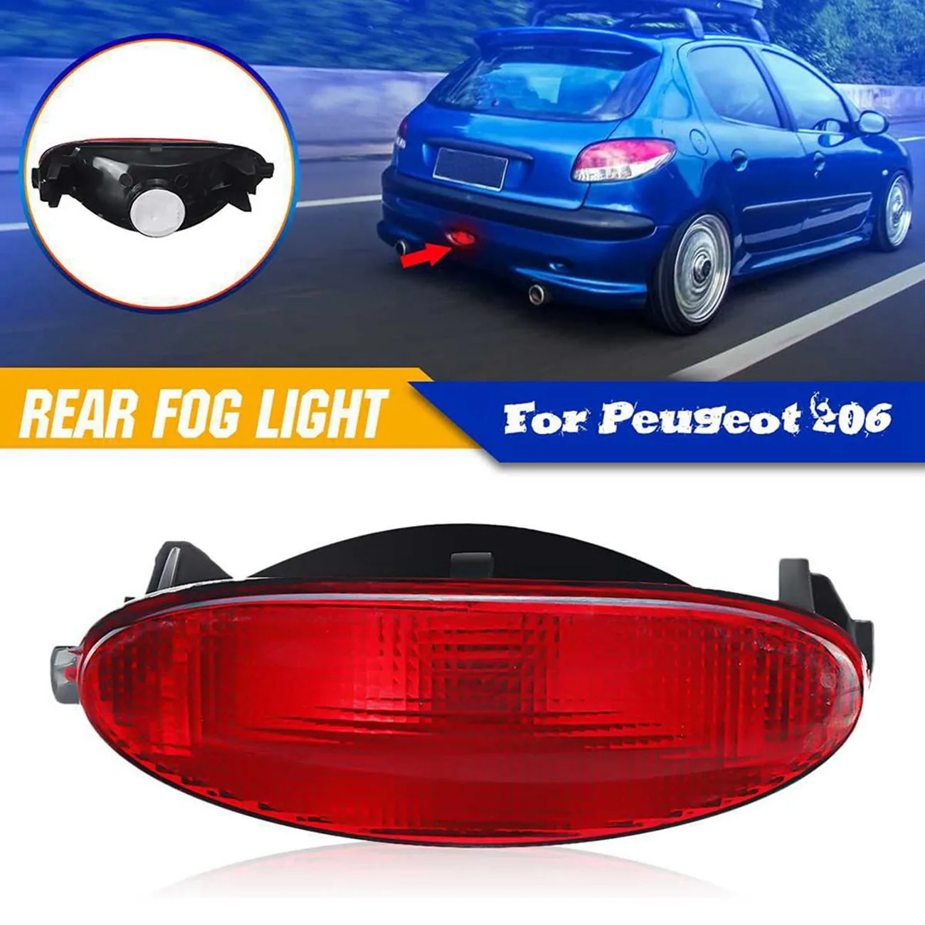 Car Rear Fog Light Lamp Without Bulb for Peugeot 206 CC SW Hatchback Back Centre 6351K5