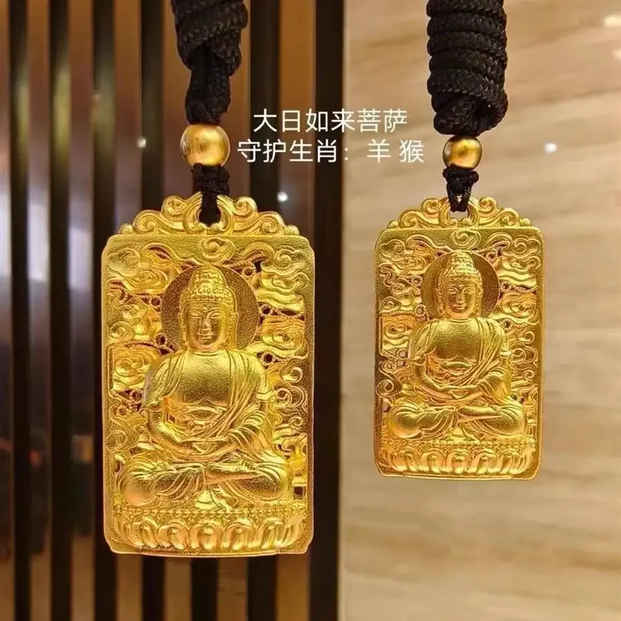 

100% Pure Copper 24K Gold Gilded Tathagata Zodiac Guardian Pendant Tathagata Buddha Manjusri Vanity Bodhisattva Pray for Peace