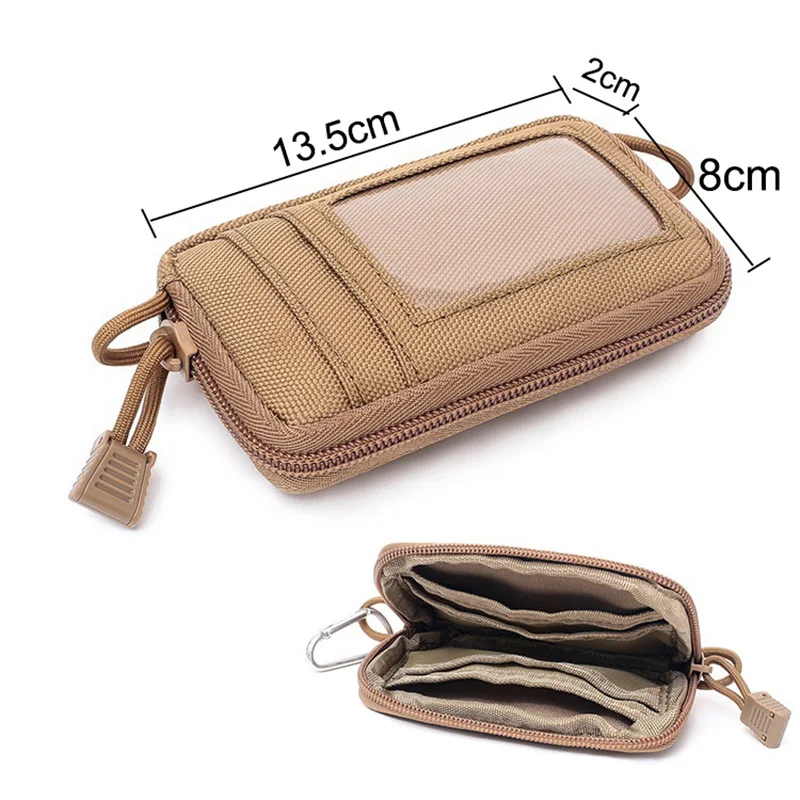 Men\'s Carabiner Waist Pouch Key Wallet Medical Organizer Pouch Military Wallet Small Bag Outdoor Portable Key Card Case Belt Bag