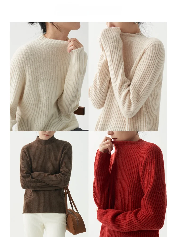 

VDH Studio mat Lazy Spring New 26 Woolen f High Collar Knitted Loose Women's Sweater Comfortable Fit Long Sve Cr...