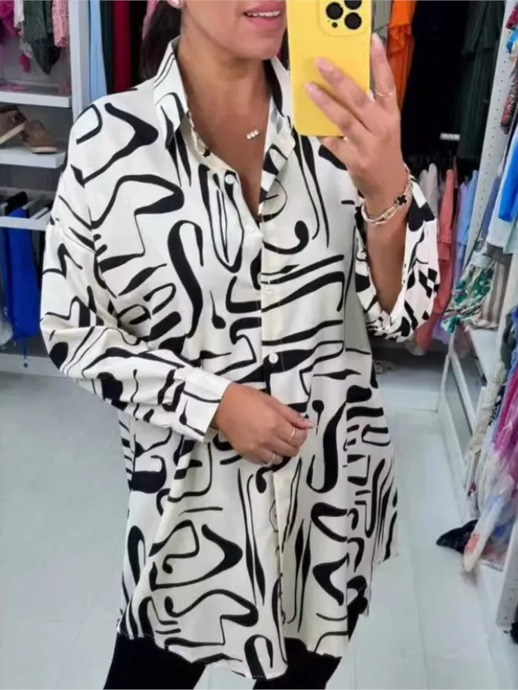 

New Spring Autumn Women's Shirt Fashion Printed Single Breasted Casual Comfortable Long Sleeved Collar Shirt for Women