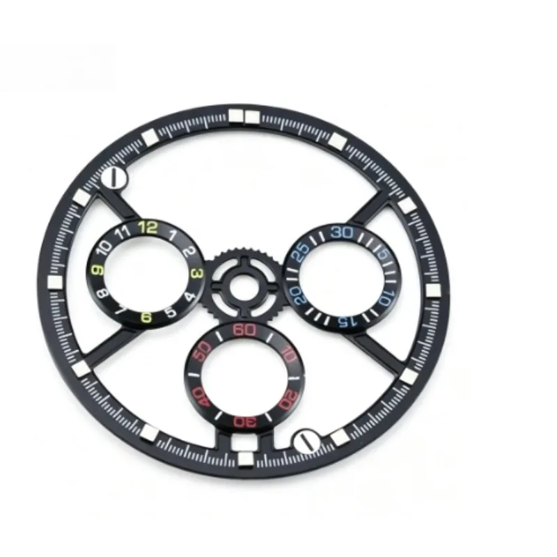 For 28.5mm Skeleton Dial, Blue Lume, Fit 4130/4802 Movement, Carbon Fiber Case
