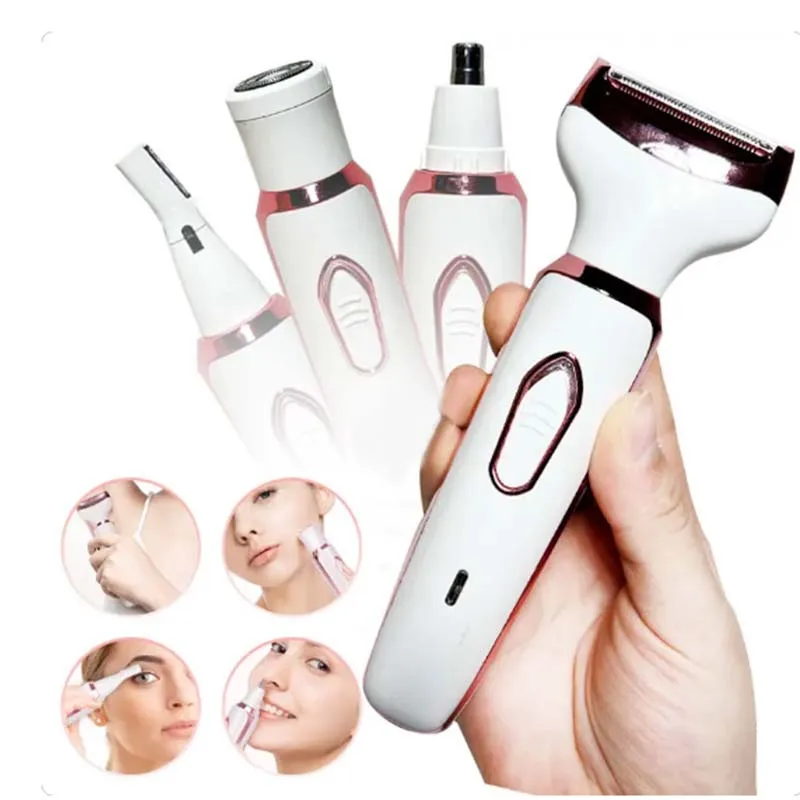 4-In-1 Electric Razor Lady Electric Shaver For Face Nose Legs And Underarm Bikini Trimmer For Women Full Body Facial Epilator