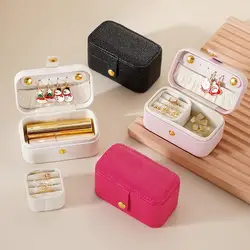 New Mini Portable Jewelry Box for Travel Necklace Earring Ring Storage High-grade PU Leather Women Jewelry Organizer Case