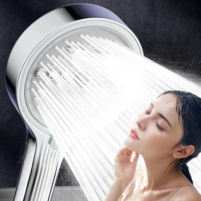 Pressurized large water output shower head, household bathroom shower head, silver and gray ABS hand-held shower head