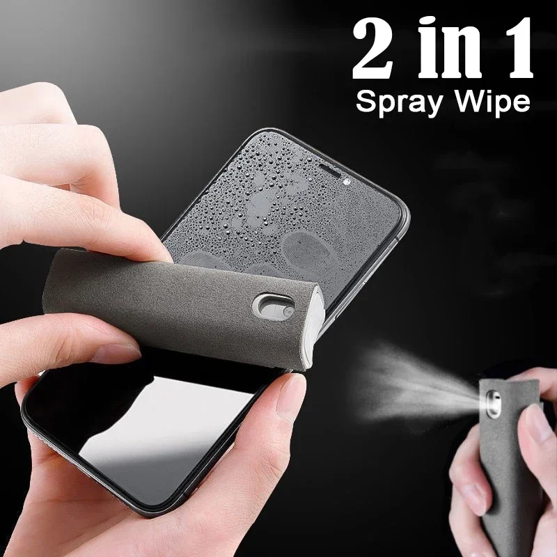 2in1 Microfiber Screen Cleaner Spray Bottle Set Mobile Phone Tablet Computer Microfiber Cloth Wipe Cleaning Kit Glasses Wipes