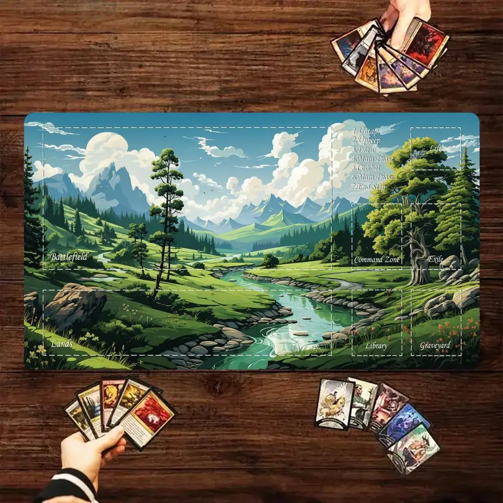 

Magic card playmat with zone Natural landscape design mtg Playmat Desk Mat gamer expansion gaming mouse pad office desk mat