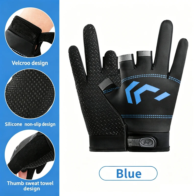 1 Paar Angelhandschuhe mit Sonnenschutz, 3 Freie Finger, Rutschfest, Atmungsaktiv, Geeignet für Outdoor-Sport, Radfahren, Angeln – Detail 7
