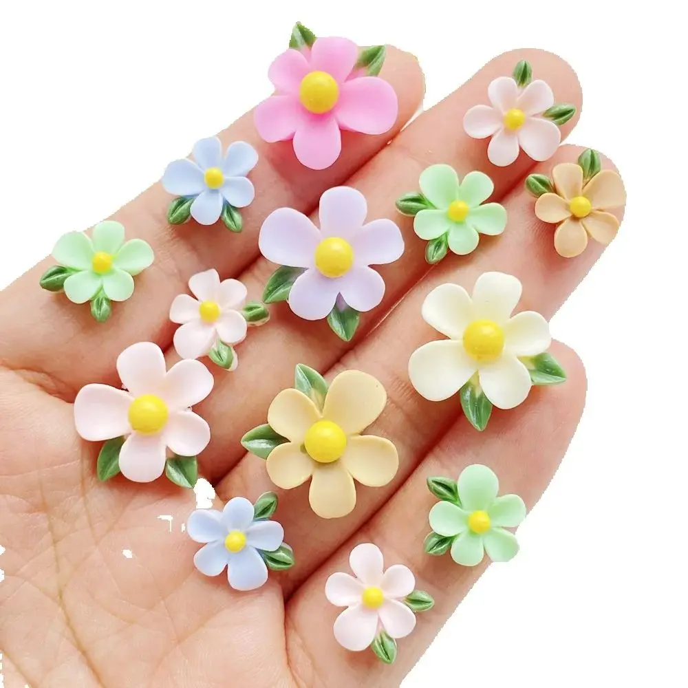 30 Stück Niedliche Mini Kawaii Cartoon Bunte Blumen Serie Harz Scrapbook DIY Kinder Geschenk Haarspangen Accessoires