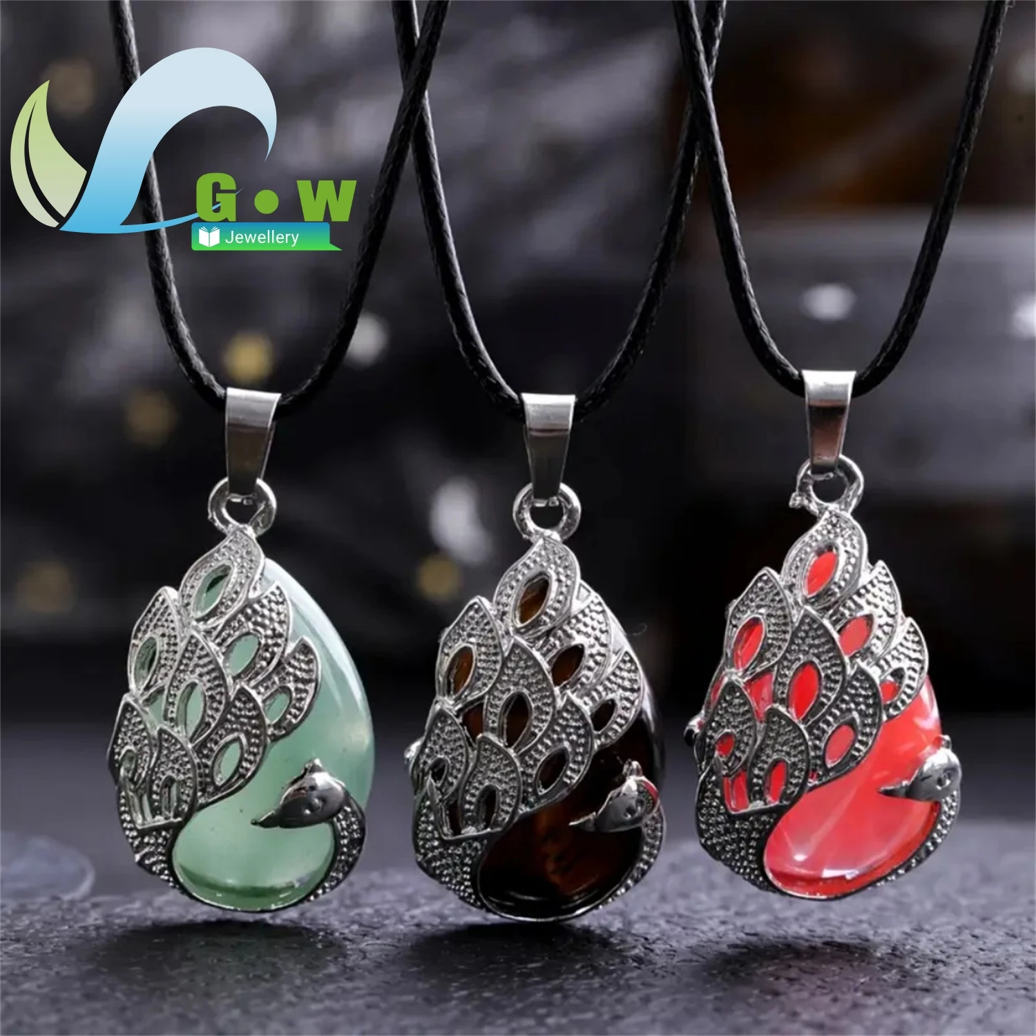 

Новый винтажный этнический кулон в виде павлина, ожерелье с посеребренным камнем «кошачий глаз», богемный ювелирный подарок для женщин и девочек, оптовая продажа, прямая продажа F