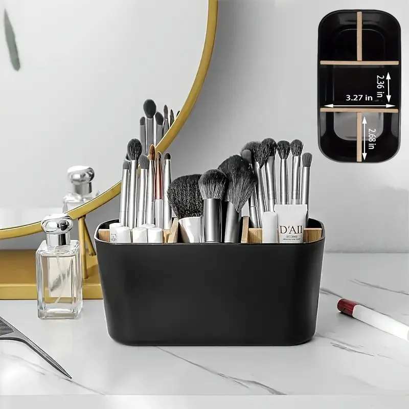 

Держатель для кистей для макияжа с бамбуковыми разделителями на 5 слотов Многоцелевые кисти для макияжа Косметические инструменты Настольный органайзер для хранения помады