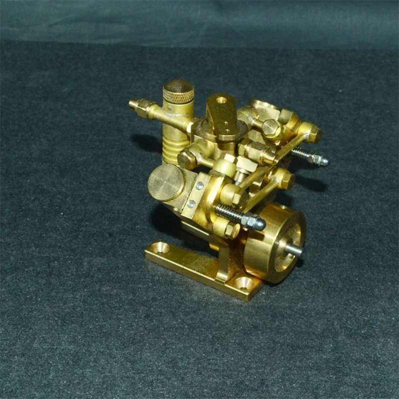 真鍮ツインシリンダースチームエンジンモデル金属 V 字型スチームエンジンモデル DIY マリンエンジンモデルおもちゃに適しています