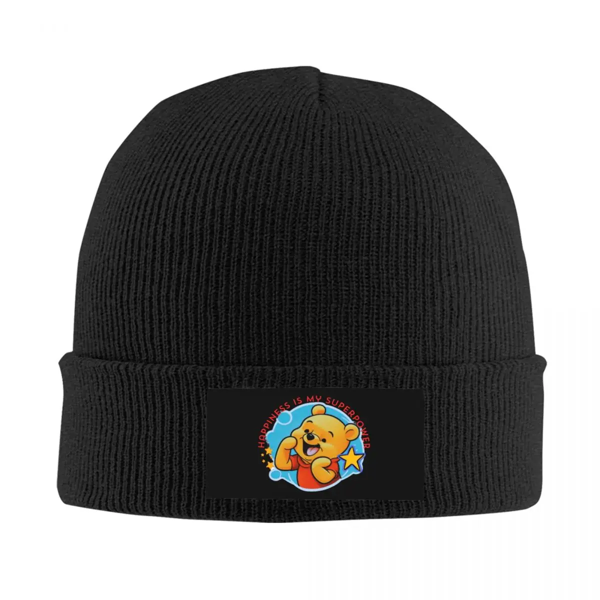 

Custom Winnie The Pooh Bonnet Hat Knitting Hat Men Women Cool Unisex Adult Happy Pooh Winter Warm Skullies Beanies Caps