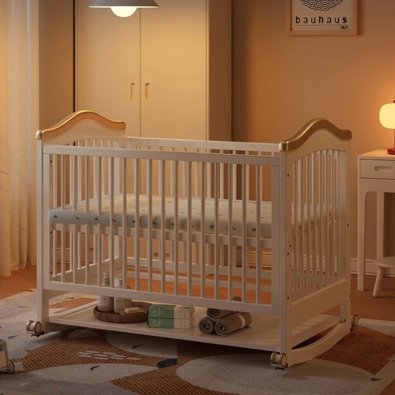 Culla in legno massello per neonato, multifunzionale, senza vernice, giunzione mobile per bambini