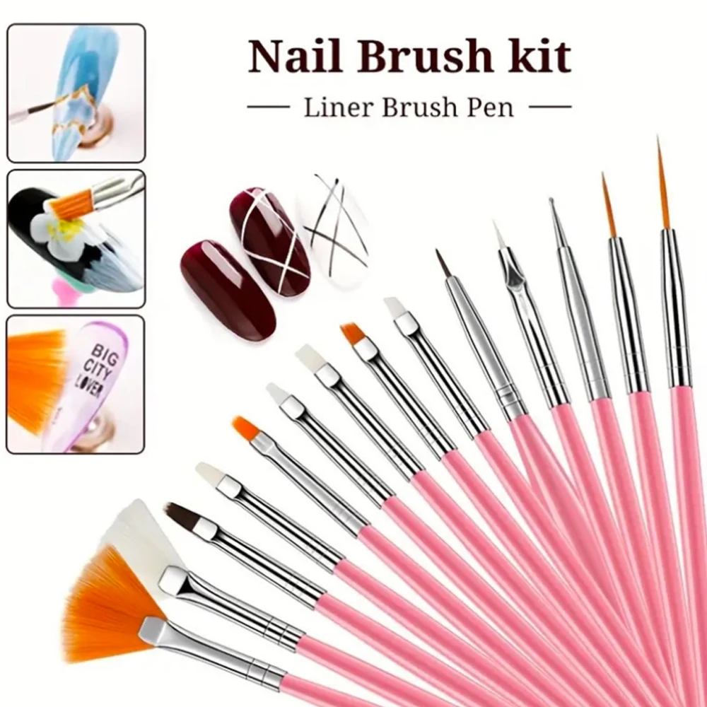 22개 네일 아트 브러쉬 세트, 양면 도트 펜 및 믹싱 팔레트, DIY 홈 살롱용 포름알데히드 프리 매니큐어 도구 키트
