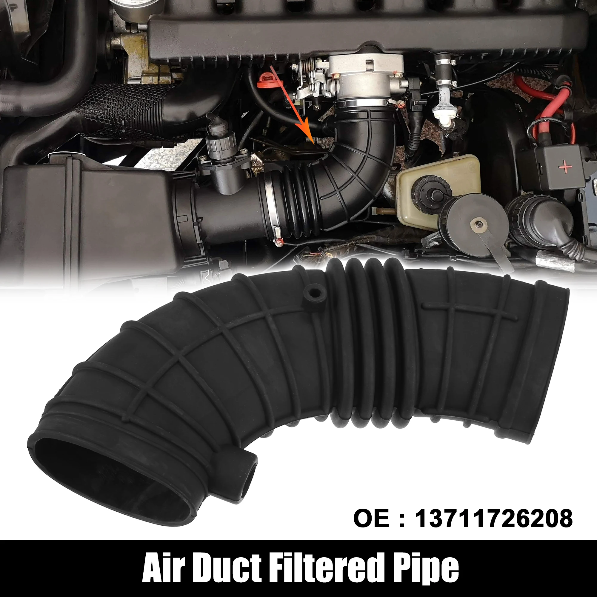 

Auto Engine Air Duct Filtered Pipe Air Intake Hose Filter Tube 13711726208 for BMW 525i 1989-1990 Car accessories