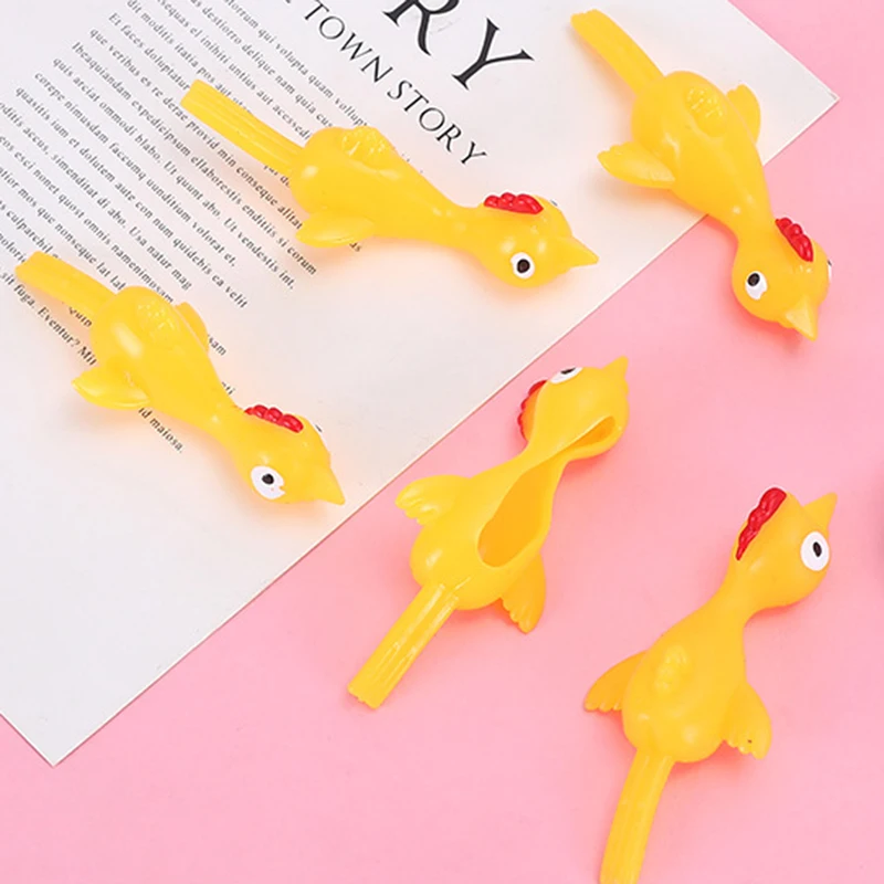 10Pcs Novel Catapult Chicken Toy light Rubber Finger Prank Flying Toy Slingshot Chicken Finger Toy Party Event Small Gift