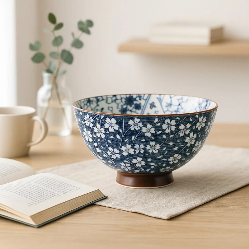 

Japanese High-Foot Rice Porcelain One-Person Soup Bowl Minimalist Design Home Kitchen Dining Personal Use