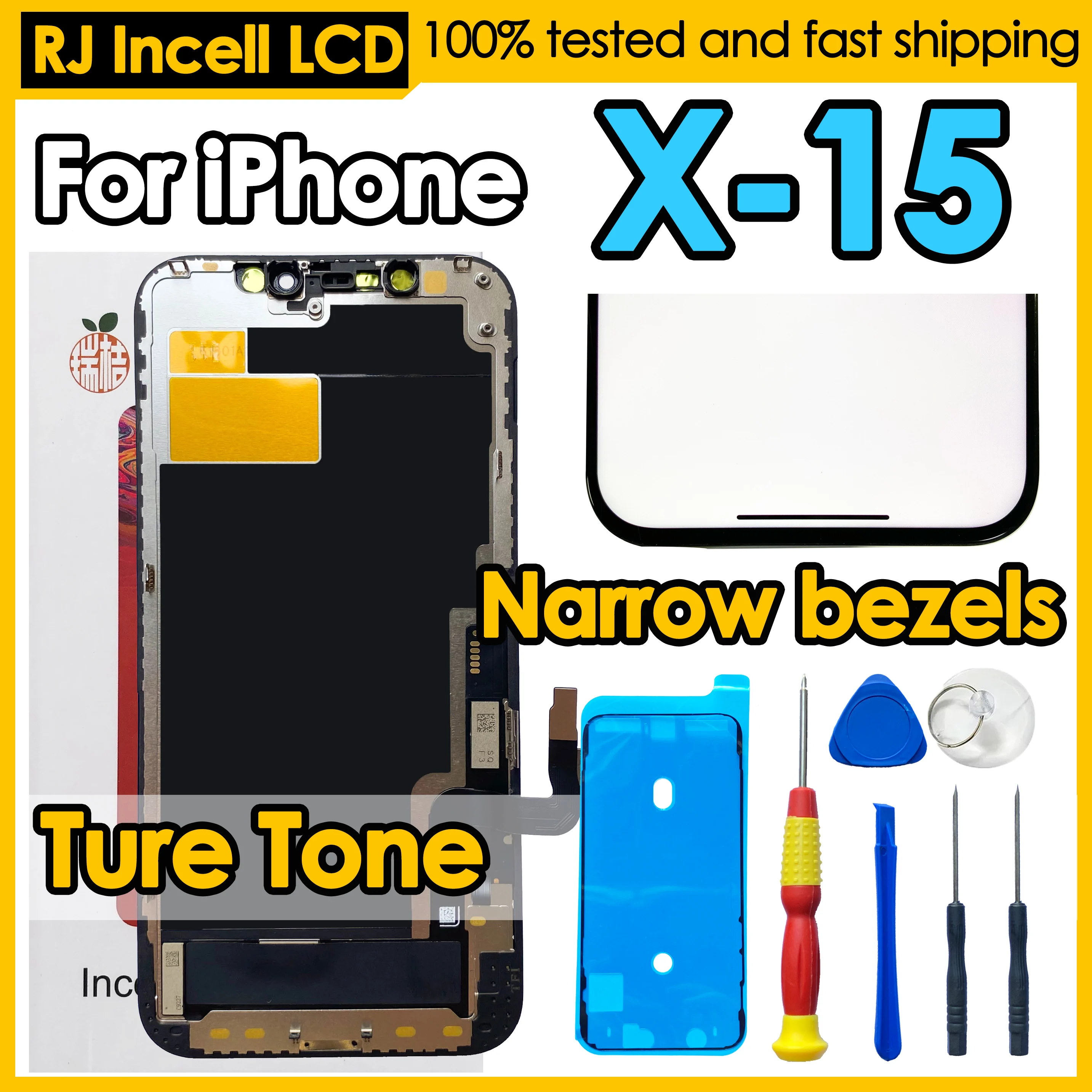 Calidad RJ INCELL LCD para iPhone 11 12 13 14 15 Pro Max Display 14 15 Plus X XR montaje de digitalizador de repuesto de pantalla táctil