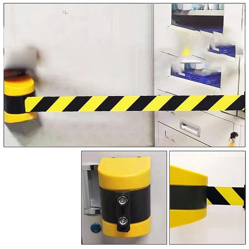 Magnetic Retractable Belt Barrier, Safety Cordon Barrier, Queue Barrier Belt With Magnetic Adsorption, 10M Safety Cordon Barrier