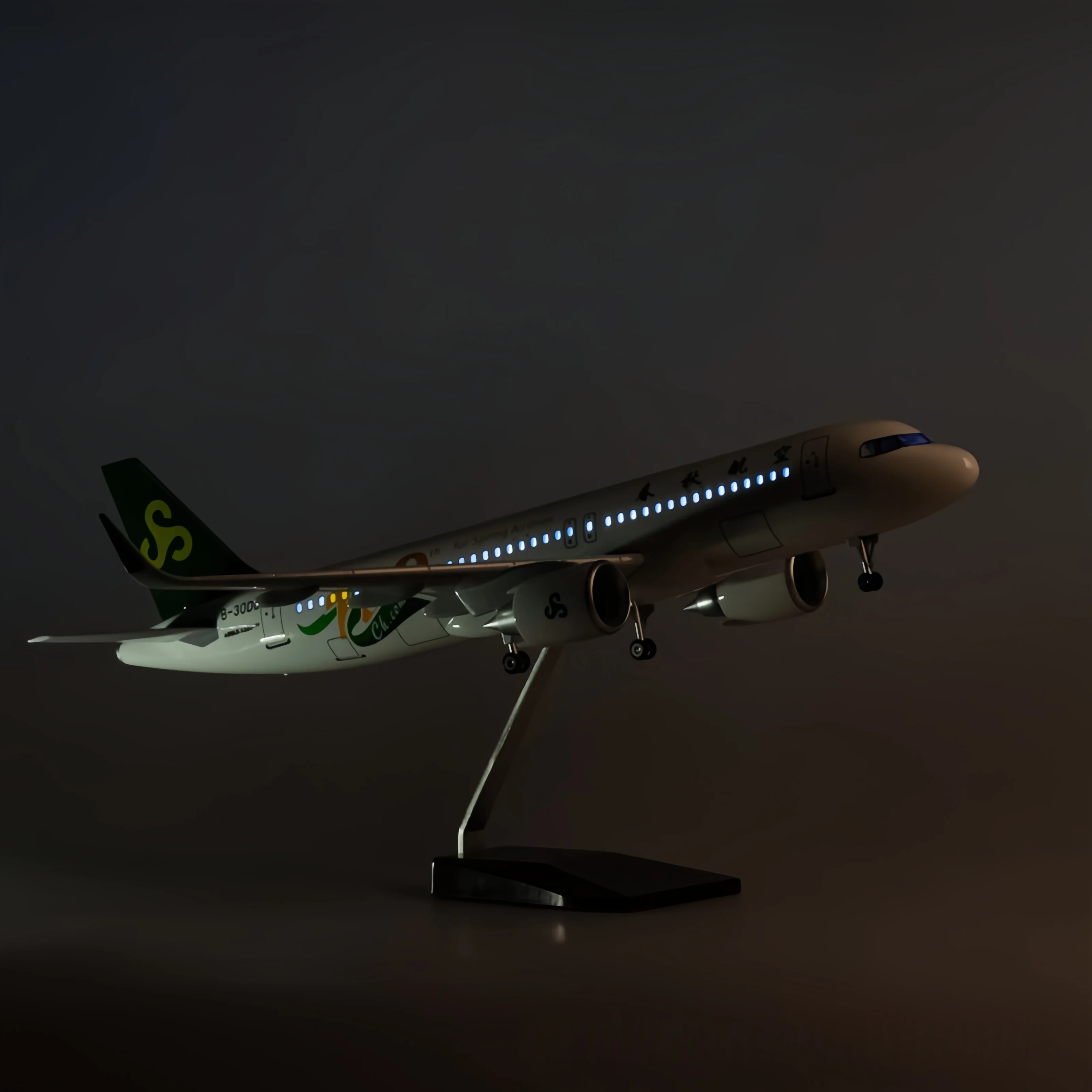 47 CM schaal vliegtuigen A320 met Spring Airways gegoten Hars vliegtuig speelgoed Collectie Speelgoed en Hobby Display Decoratie Geschenken