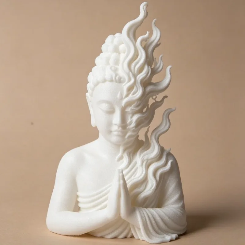 1item 3D Printed Flame Buddha Statue Small Ornament, It Is a Nice Home Decoration, Suitable for Easter, Valentine's Day, Gifts F