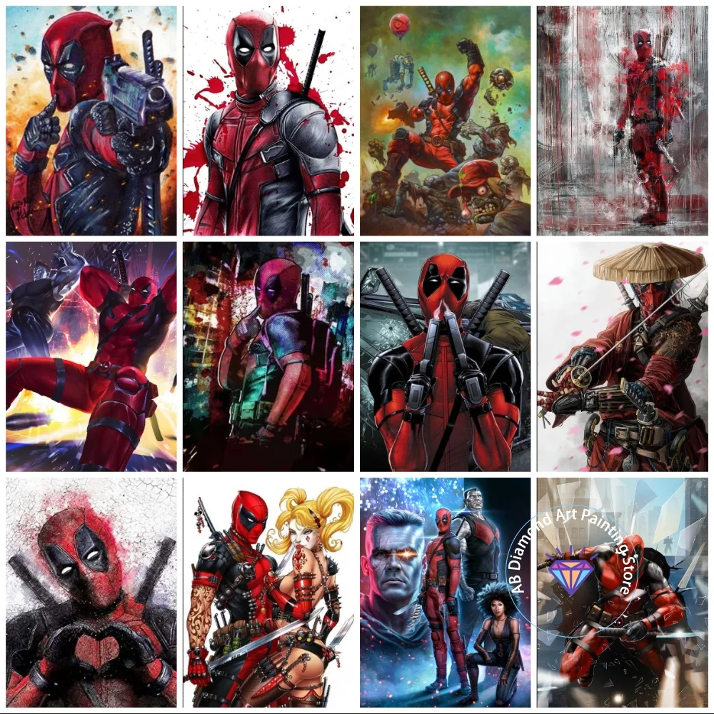 

Deadpool Movie Character AB Diamond Painting Kit Square Round Diamond 5D DIY Mosaic Handmade Art Exquisite Gift Home Decoration