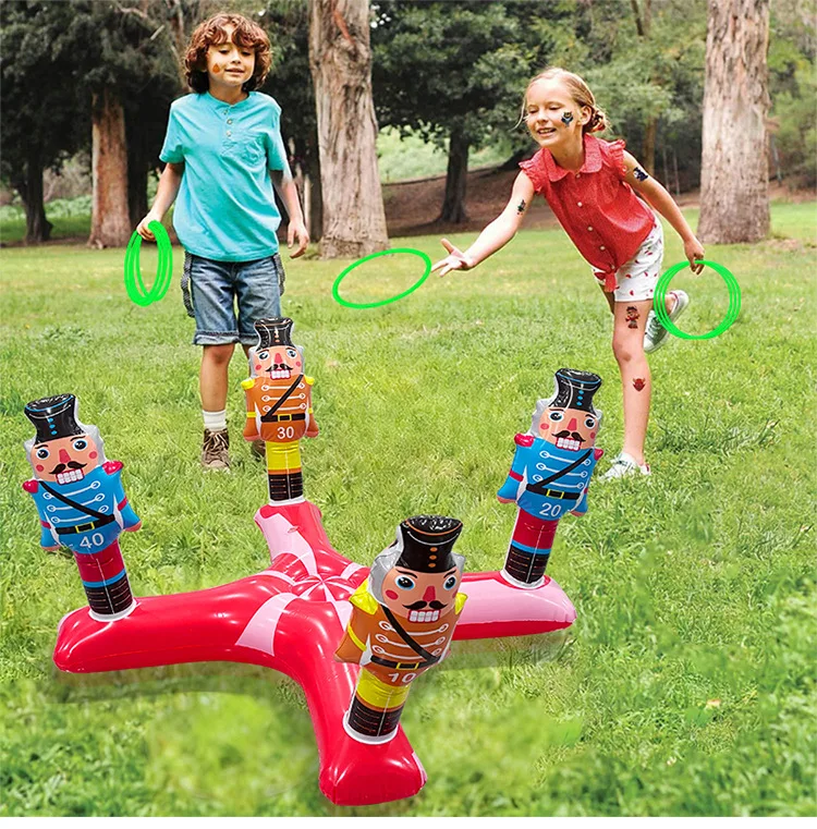Kids Cartoon Inflatable Ring Toss Thickened PVC Cross Throwing Toy for Water Interactive Game Props Summer Pool Entertainment