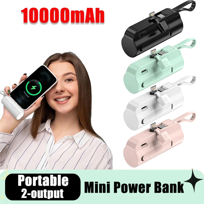 10000mAh Mini Power Bank Fast Charging PD Type-C Mobile Phone Charger Portable External Battery for iPhone Samsung Huawei Xiaomi