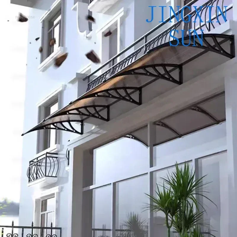 Outdoor Rainproof Gazebos PC Board Metal Bracket Pergola Eaves Household Rain Awning Window