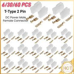 6/30/60pcs Universal T-Type 2 Pin DC Power Male Female Connector Plug for Kenwood Yaesu Icom Vehicular Radio Walkie Talkie