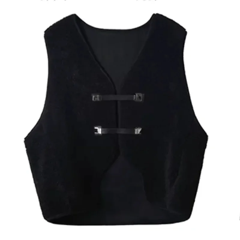 Women Set 2024 Spring New Loose Versatile Design Loose Lamb Sleeve Shirt Jacket+Imitation Lamb Vest Two-Piece Set for Commuting
